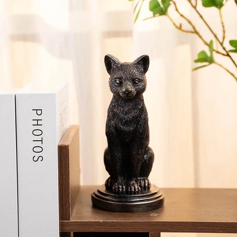 Rustic Gothic Faded Black & Bronze Animal Figurine Candlestick Holder - Le Joyau Store - animal,black,candle,gothic,halloween - Cat