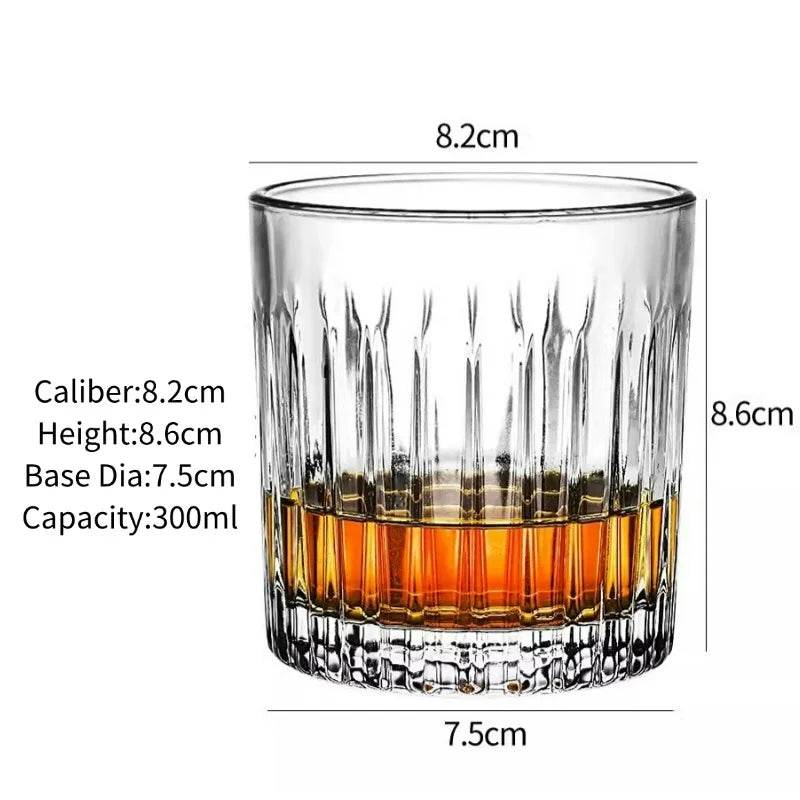 Vintage Embossed Whiskey Glass Classic Old Fashioned Tumbler for Bourbon & Scotch - Le Joyau Store - engraved,gift set,old fashion,premium,whiskey - C 300ml / 1pc