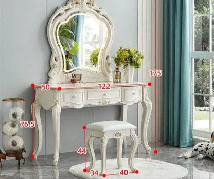 Gothic Black Baroque Vanity Desk with Mirror Victorian Makeup Table - Le Joyau Store - black,living,makeup,mirror,narrow - 1