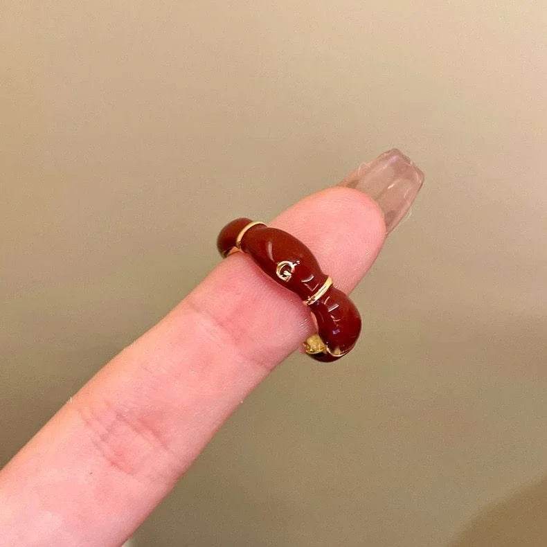 Vintage Red Crystal Baroque Victorian Goth Gold Adjustable Women's Ring - Le Joyau Store - Gothic,Open Ring,Punk,Red Crystal - 991044 1PC