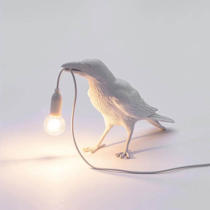 Decorative Gothic Black Raven Bird Table Wall Lamp - Le Joyau Store - black,creative,LED,resin,white - EU plug / Black sitting