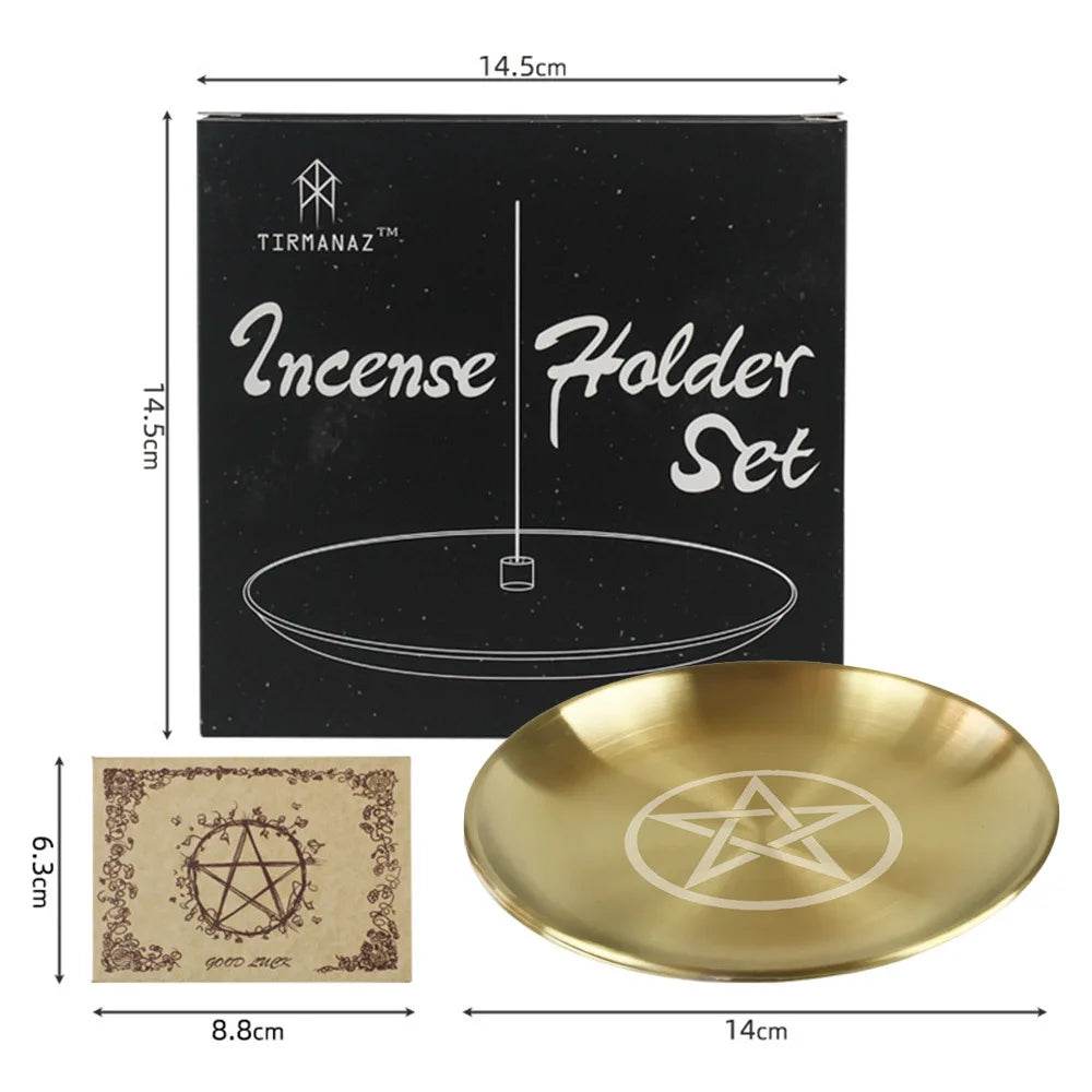 Mystic Pentacle Brass Altar Tray Wiccan Ritual Plate for Crystals, Candles & Smudging - Le Joyau Store - Brass Finish,Meditation,Pentagram,Rituals - A
