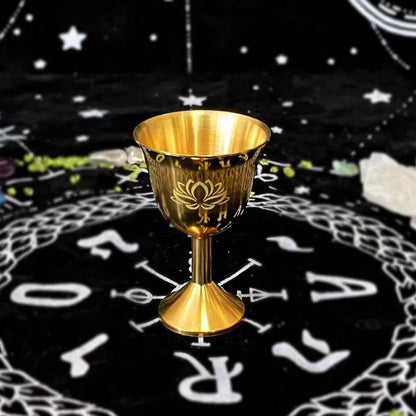 Metallic Gold Wiccan Chalice Copper Ritual Goblet with Pentacle Symbol - Le Joyau Store - Celtic,Copper,Divine,Ritual,Wiccan - Pentacle