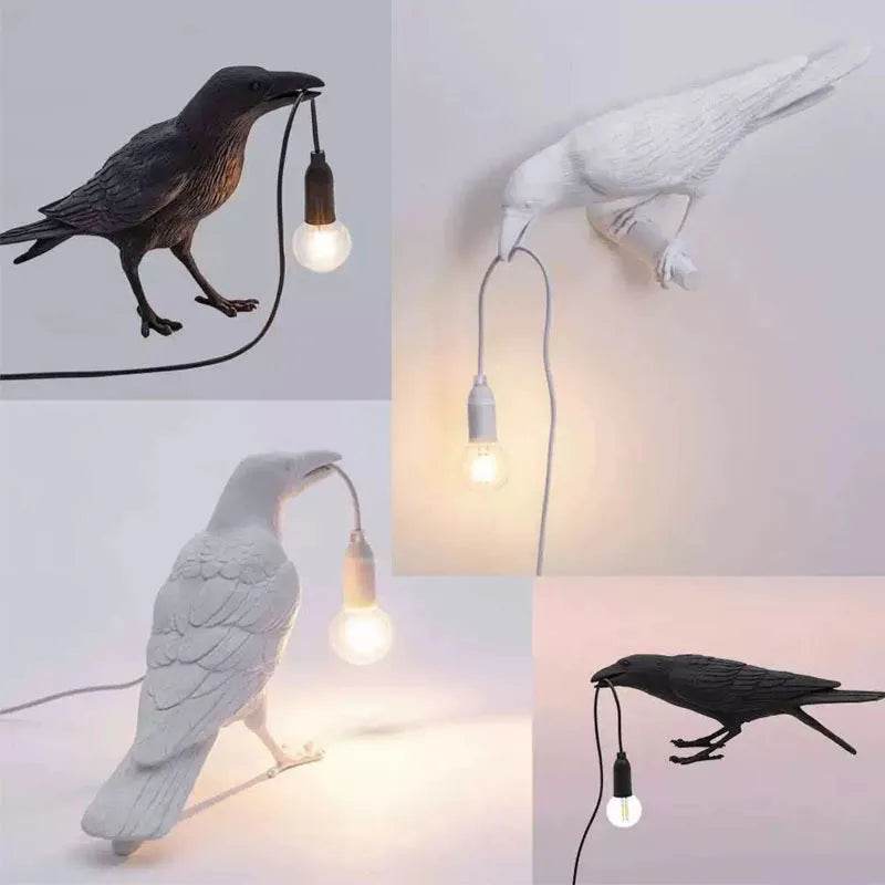 Decorative Gothic Black Raven Bird Table Wall Lamp - Le Joyau Store - black,creative,LED,resin,white - EU plug / Black sitting