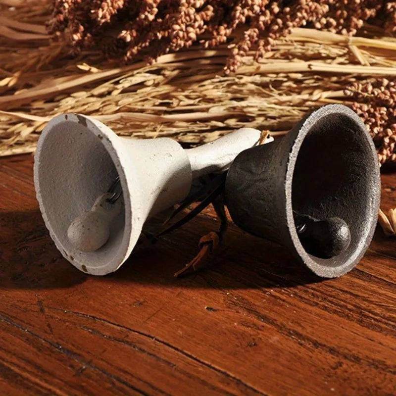 Antique Rustic Cast Iron Hand Bell Vintage Decorative Bell for Weddings & Home Decor - Le Joyau Store - cast iron,hand bell,metal,retro,vintage - Black
