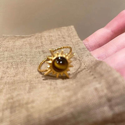 Vintage Red Crystal Baroque Victorian Goth Gold Adjustable Women's Ring - Le Joyau Store - Gothic,Open Ring,Punk,Red Crystal - 991044 1PC