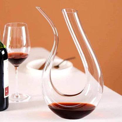 Crystal Wine Decanter & Aerator U-Shaped Lead-Free Glass Carafe for Red Wine, Brandy, or Champagne - Le Joyau Store - 750ml,aerator,crystal,handmade,leadfree - 