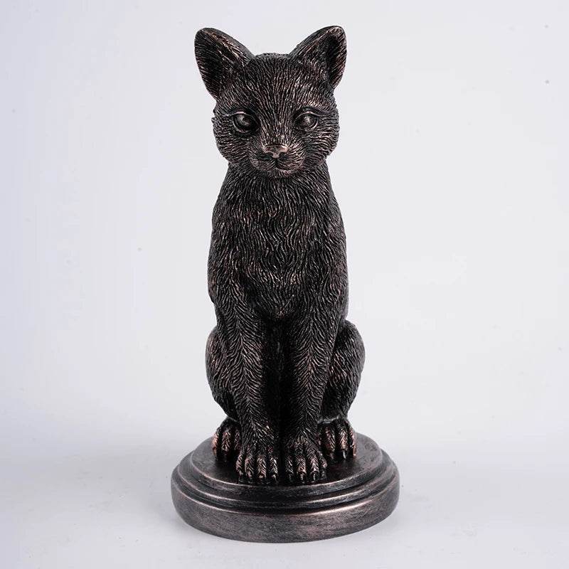 Rustic Gothic Faded Black & Bronze Animal Figurine Candlestick Holder - Le Joyau Store - animal,black,candle,gothic,halloween - Cat