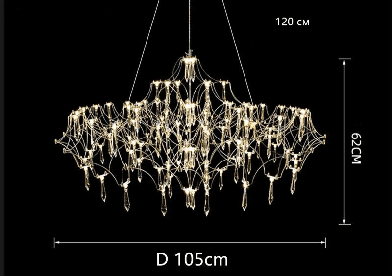 Luxury Crystal Spiderweb Raindrop Chandelier Adjustable Starlight Pendant Light - Le Joyau Store - adjustable,crystal,elegant,luxury,modern - Gold / 105cm / 3 colors light