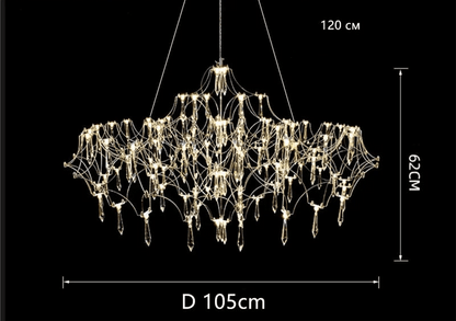 Luxury Crystal Spiderweb Raindrop Chandelier Adjustable Starlight Pendant Light - Le Joyau Store - adjustable,crystal,elegant,luxury,modern - Gold / 105cm / 3 colors light