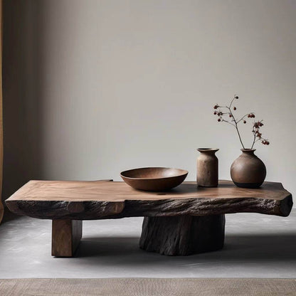 Rustic Wooden Coffee Table with Tree Bark Finish Antique Style Centerpiece Furniture - Le Joyau Store - antique,decor,modern,unique,wood - 120x60x45cm
