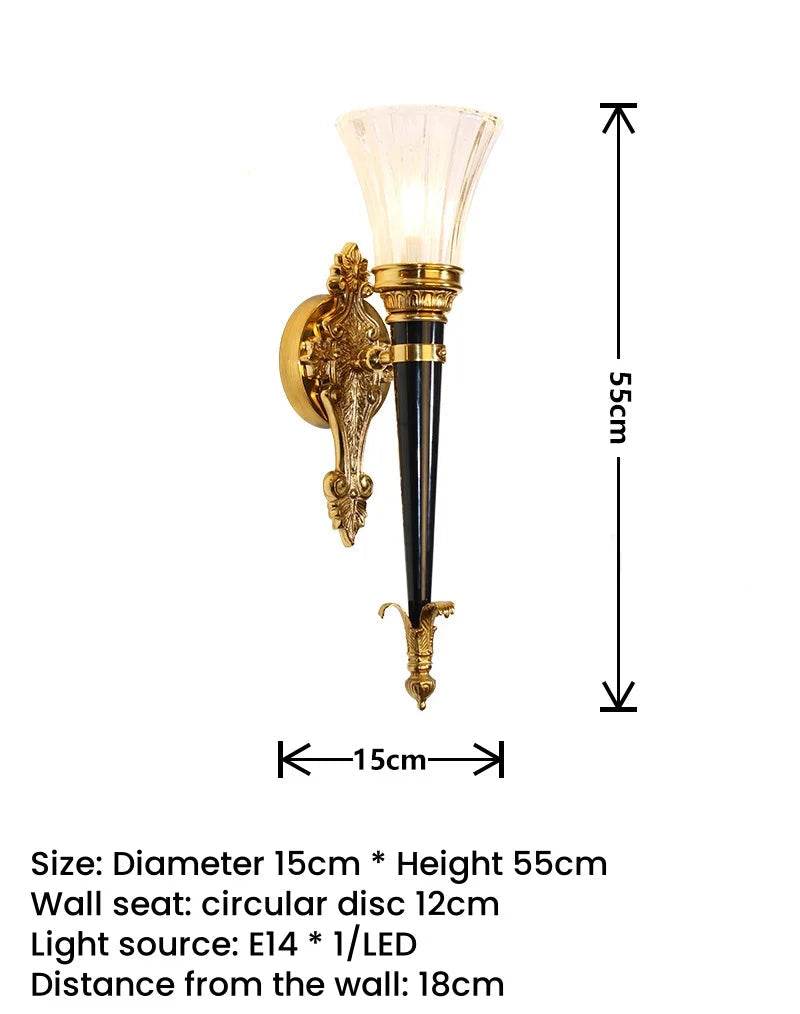 Victorian Baroque Copper & Black LED Wall Sconce Gothic Torch-Style Luxury Lamp - Le Joyau Store - Bedroom,Copper,LED,Living Room,Retro - 16-20W / Height 55cm / 3 color light