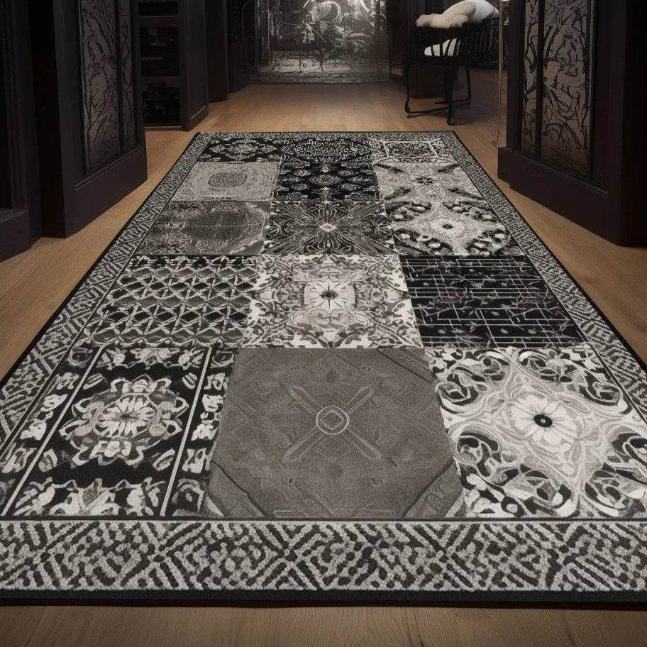 Vintage Gothic Black & White Persian Carpet Rug - Le Joyau Store - - 180x280cm / 1