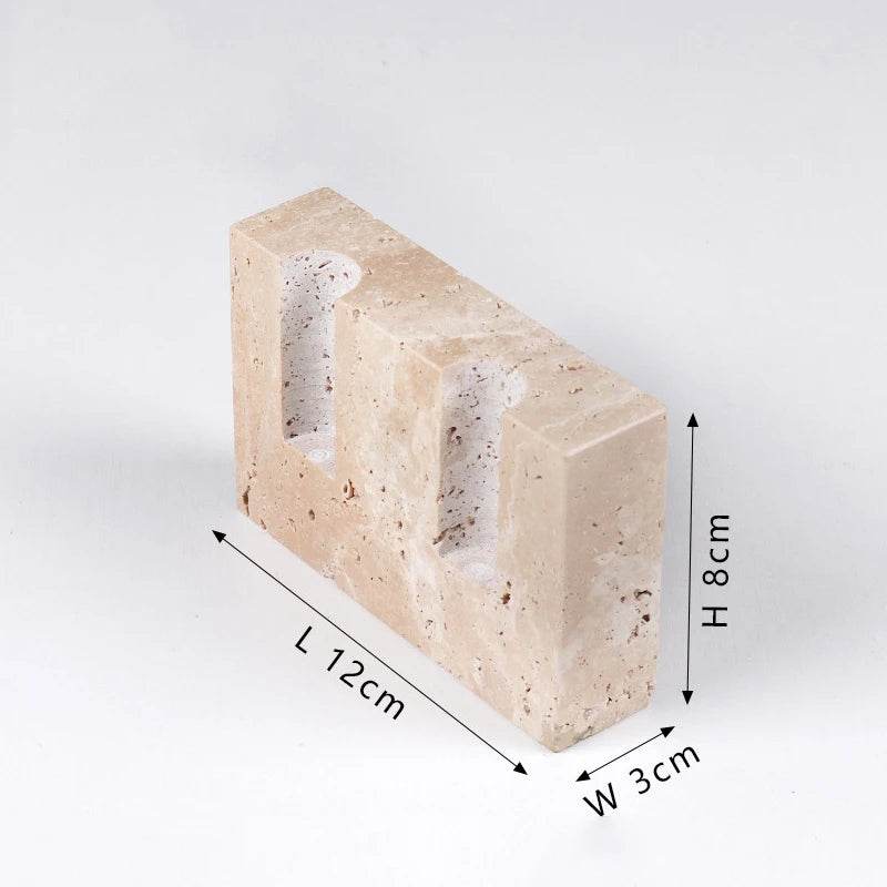 Vintage Rustic Beige Travertine Stone Taper Candle Holder - Le Joyau Store - Beige,Handcrafted,Marble,Minimalism,Vintage - A