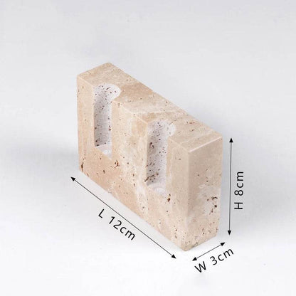Vintage Rustic Beige Travertine Stone Taper Candle Holder - Le Joyau Store - Beige,Handcrafted,Marble,Minimalism,Vintage - A