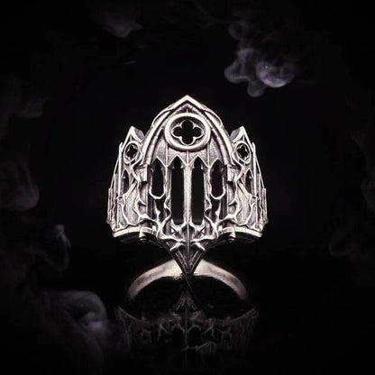 Vintage Gothic Antique Silver Cathedral Window Unisex Open Ring - Le Joyau Store - dark ring,flower,gothic,open ring,vintage - One Size