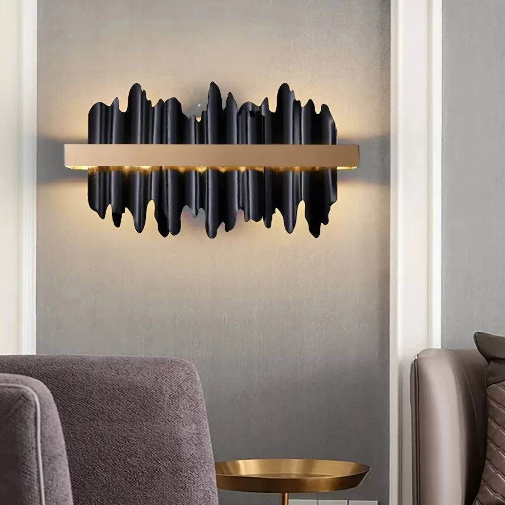 Luxury Modern Abstract Jagged Mountains LED Wall Lamp Art Decor - Le Joyau Store - acrylic,black,LED,luxury,stainless - Gold / RC dimming|11-15W