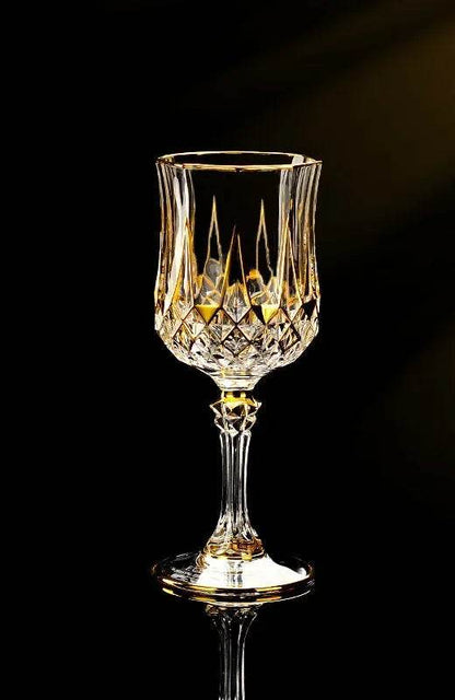 Luxury Gold-Accented Crystal Wine & Whiskey Glass French-Style Embossed Stemware - Le Joyau Store - crystal,elegant,gift set,gold,whisky - 1pcs 170ml