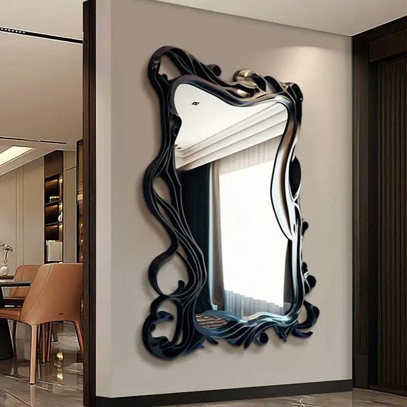 Luxury Gothic Black Swirl Full Body Wall Mirror Abstract Designer Statement Decor Mirror - Le Joyau Store - bedroom,designer,full body,standing - 80x180cm