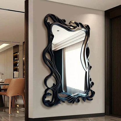 Luxury Gothic Black Swirl Full Body Wall Mirror Abstract Designer Statement Decor Mirror - Le Joyau Store - bedroom,designer,full body,standing - 80x180cm