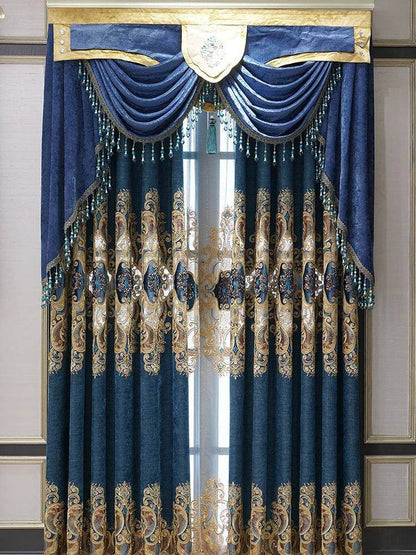 Luxury European Vintage Baroque Chenille Embroidered Blackout Curtains - Le Joyau Store - - Coffee Curtian / W300cmxH250cm 1PC / Hook