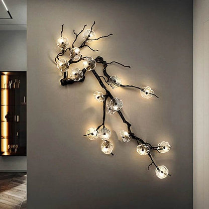 Floral Gothic Tree Branch Wall Lamp Black & Copper Decorative Light for Dark Elegant Interiors - Le Joyau Store - copper,crystal,G4 light,luxury,mural - Dia95xH135cm / Warm White (2700-3500K)
