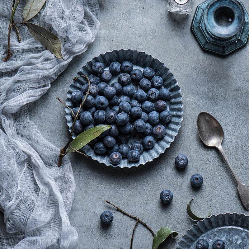 Vintage Retro Iron Fluted Round Photography Prop Food Serving Display Tray - Le Joyau Store - handmade,home,iron tray,round,vintage - S - 14.3cm