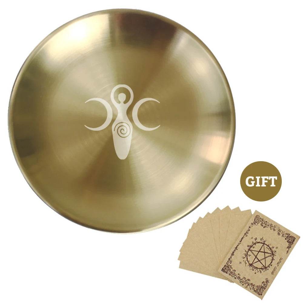 Mystic Pentacle Brass Altar Tray Wiccan Ritual Plate for Crystals, Candles & Smudging - Le Joyau Store - Brass Finish,Meditation,Pentagram,Rituals - A