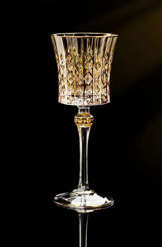 Luxury Gold-Accented Crystal Wine & Whiskey Glass French-Style Embossed Stemware - Le Joyau Store - crystal,elegant,gift set,gold,whisky - 1pcs 170ml