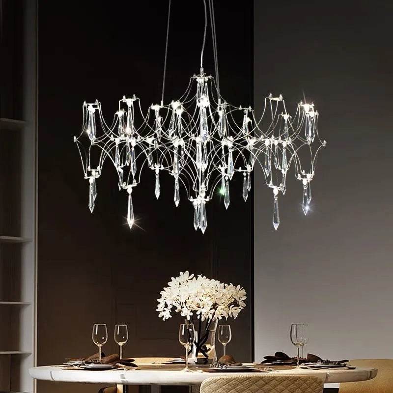 Luxury Crystal Spiderweb Raindrop Chandelier Adjustable Starlight Pendant Light - Le Joyau Store - adjustable,crystal,elegant,luxury,modern - Gold / 105cm / 3 colors light