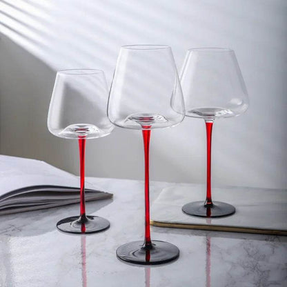 Elegant Black & Red Crystal Wine Glass with Concave Bottom (2 Pack) - Le Joyau Store - Concave,Crystal,Elegant,Gift,Set - 650ml 2pcs / 2PCS