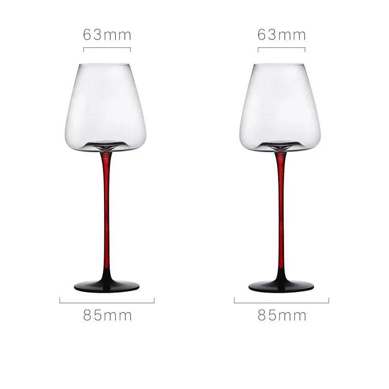 Elegant Black & Red Crystal Wine Glass with Concave Bottom (2 Pack) - Le Joyau Store - Concave,Crystal,Elegant,Gift,Set - 650ml 2pcs / 2PCS