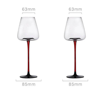 Elegant Black & Red Crystal Wine Glass with Concave Bottom (2 Pack) - Le Joyau Store - Concave,Crystal,Elegant,Gift,Set - 650ml 2pcs / 2PCS
