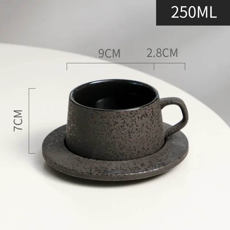 Vintage Rustic Stone Effect Ceramic Teacup & Saucer Set - Le Joyau Store - Ceramic,Coffee,Elegant,Japanese,Vintage - A