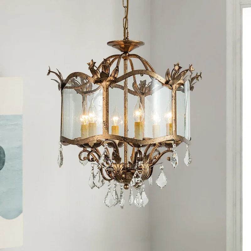 Baroque Crystal LED Chandelier Vintage Brass European Candle Ceiling Light - Le Joyau Store - Crystal,French,Retro - 3 Heads / Warm Light