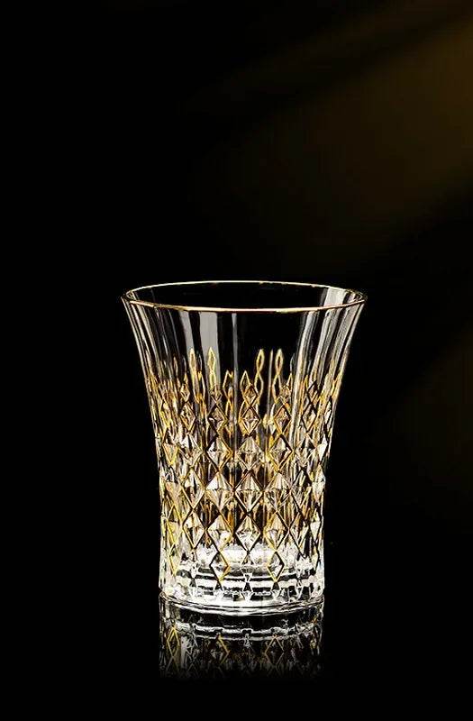 Luxury Gold-Accented Crystal Wine & Whiskey Glass French-Style Embossed Stemware - Le Joyau Store - crystal,elegant,gift set,gold,whisky - 1pcs 170ml