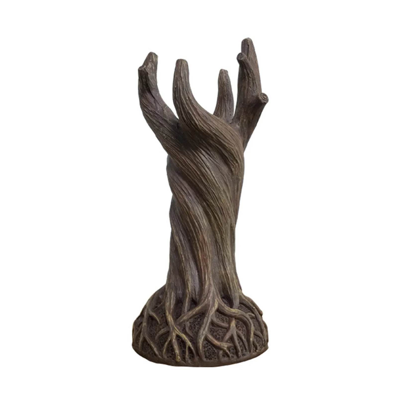 Ornate Vintage Engraved Resin Tree Trunk Statue Flower Vase - Le Joyau Store - Decor,Floral,Gift,Resin,Tabletop - Red Brown