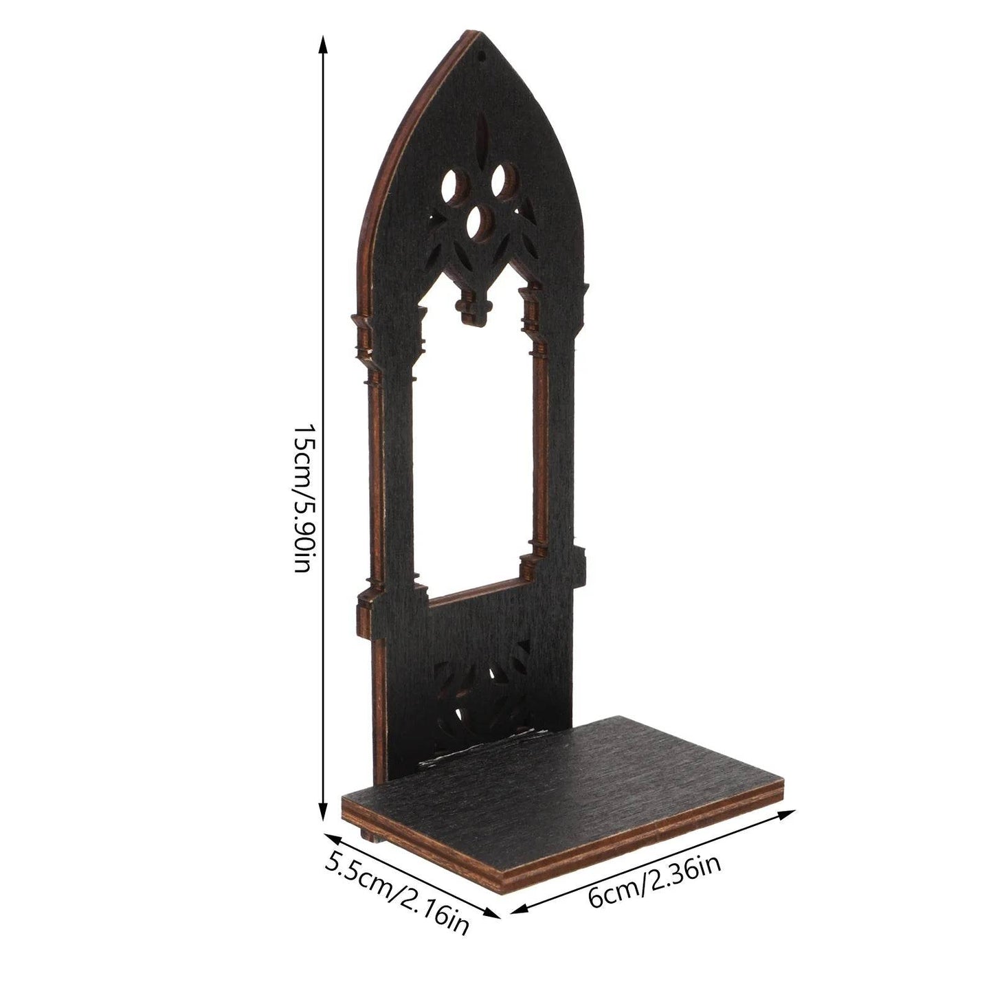 Vintage Gothic Black Medieval Cathedral Arch Wooden Candleholder (2 Pack) - Le Joyau Store - Candle,Decor,Gothic,Vintage,Wooden - 15x6x5.5cm