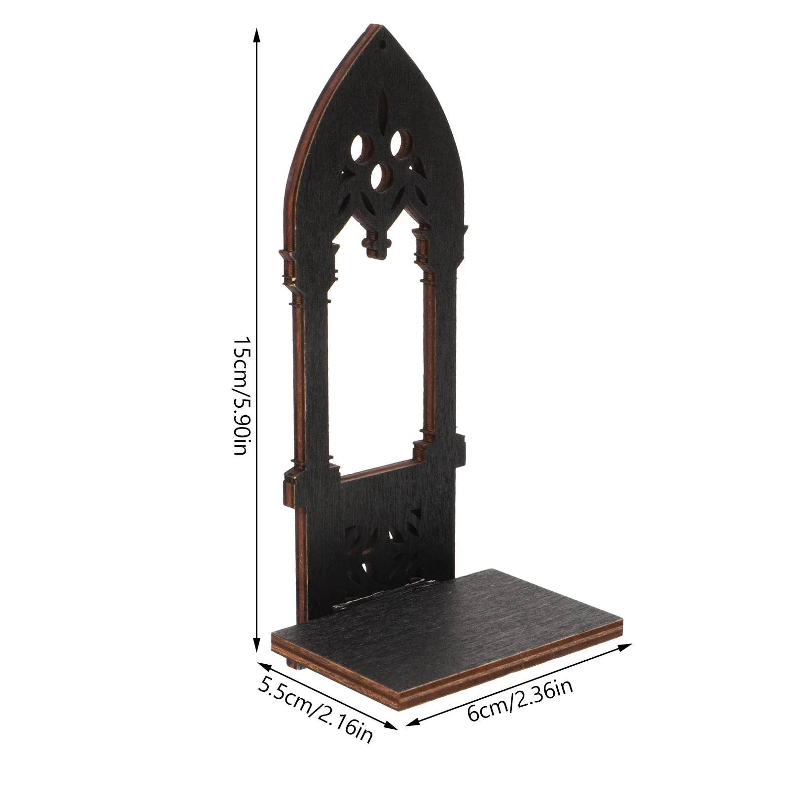 Vintage Gothic Black Medieval Cathedral Arch Wooden Candleholder (2 Pack) - Le Joyau Store - Candle,Decor,Gothic,Vintage,Wooden - 15x6x5.5cm