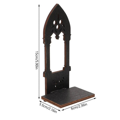 Vintage Gothic Black Medieval Cathedral Arch Wooden Candleholder (2 Pack) - Le Joyau Store - Candle,Decor,Gothic,Vintage,Wooden - 15x6x5.5cm