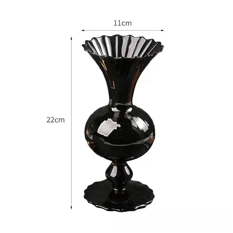 Gothic Black Borosilicate Glass Vase Handcrafted Medieval-Style Centerpiece - Le Joyau Store - black glass,elegant,handcrafted,premium,unique - 