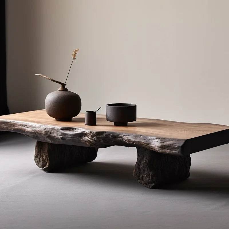 Rustic Wooden Coffee Table with Tree Bark Finish Antique Style Centerpiece Furniture - Le Joyau Store - antique,decor,modern,unique,wood - 120x60x45cm