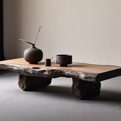 Rustic Wooden Coffee Table with Tree Bark Finish Antique Style Centerpiece Furniture - Le Joyau Store - antique,decor,modern,unique,wood - 120x60x45cm