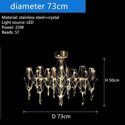 Luxury Crystal Spiderweb Raindrop Chandelier Adjustable Starlight Pendant Light - Le Joyau Store - adjustable,crystal,elegant,luxury,modern - Gold / 105cm / 3 colors light