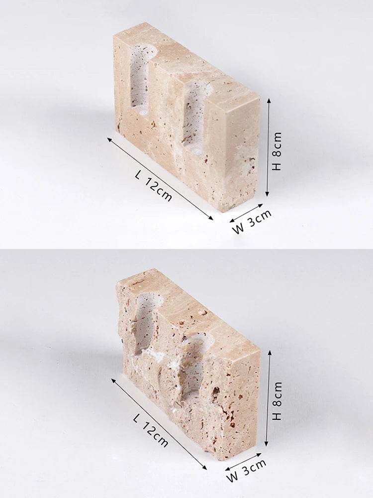 Vintage Rustic Beige Travertine Stone Taper Candle Holder - Le Joyau Store - Beige,Handcrafted,Marble,Minimalism,Vintage - A