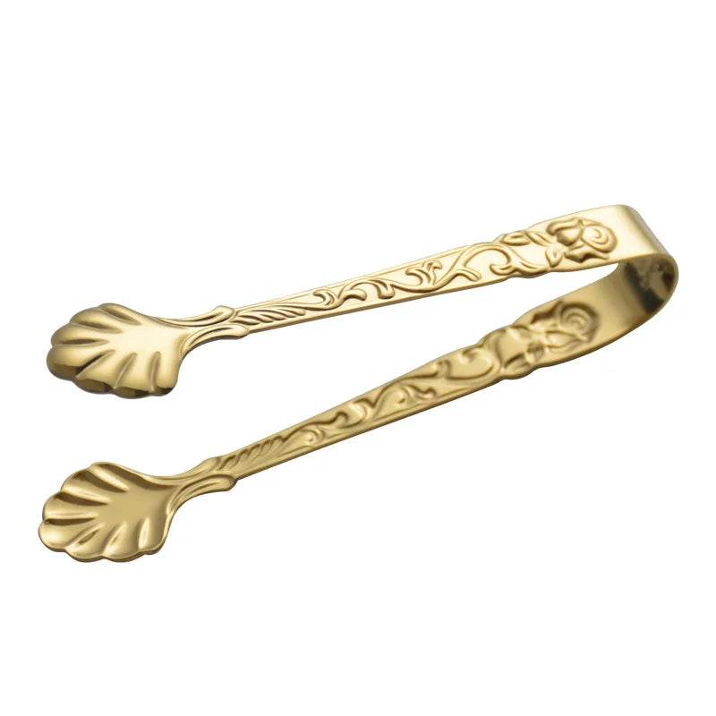 Vintage Antique Stainless Steel Rose Handle Sugar Tongs Set (2pcs) - Le Joyau Store - durable,elegant,lightweight,rose,stainless - 