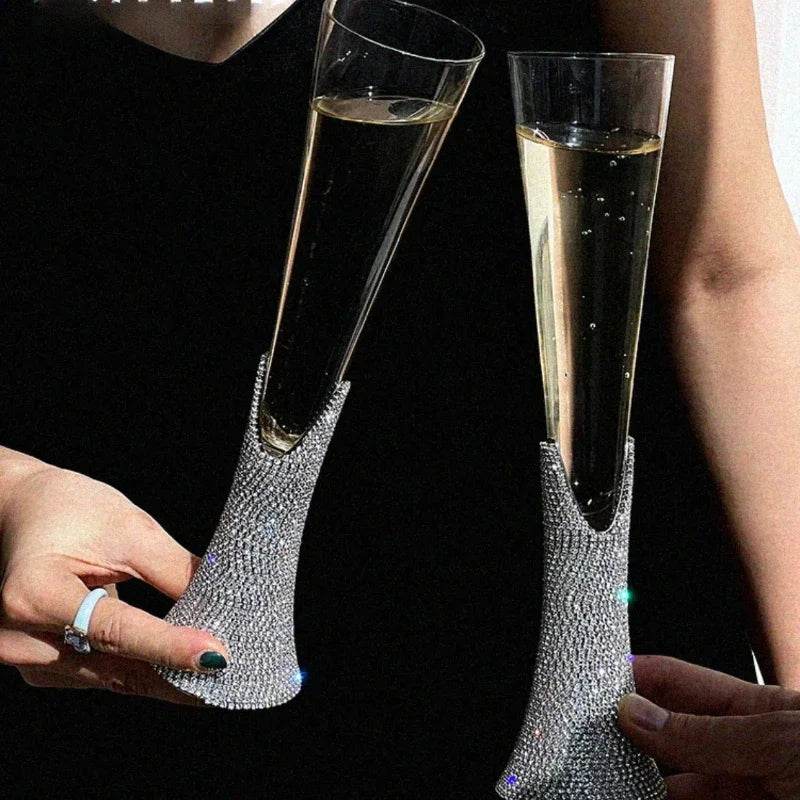 Luxury Rhinestone Crystal Champagne Glass Wine & Martini Flute - Le Joyau Store - 25cm,crystal,diamond,luxury,stainless - Gold Diamond