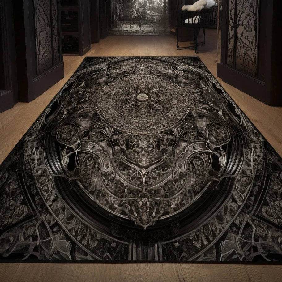 Vintage Gothic Black & White Persian Carpet Rug - Le Joyau Store - - 180x280cm / 1