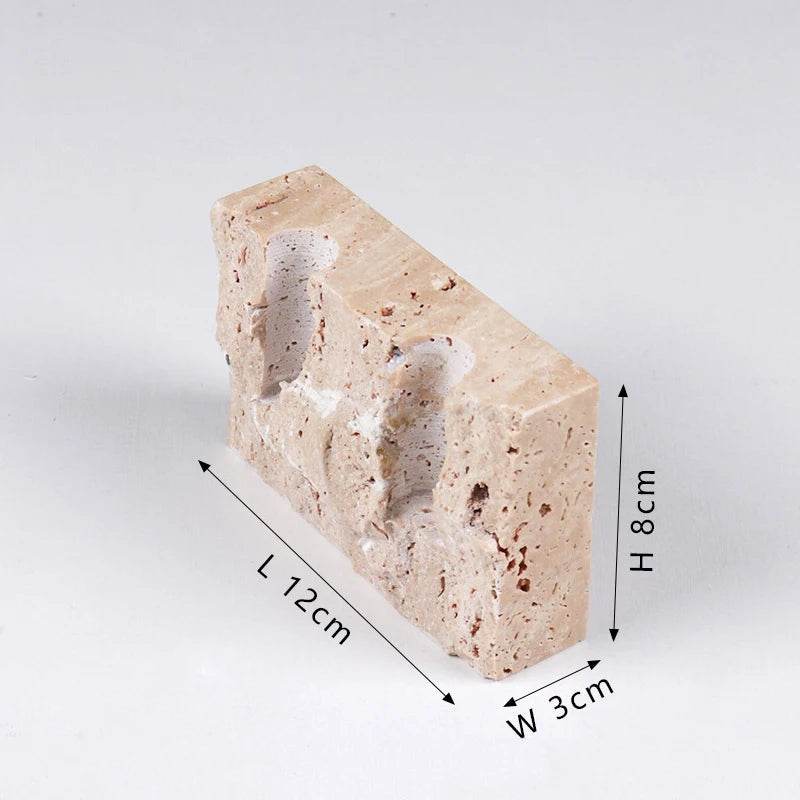 Vintage Rustic Beige Travertine Stone Taper Candle Holder - Le Joyau Store - Beige,Handcrafted,Marble,Minimalism,Vintage - A