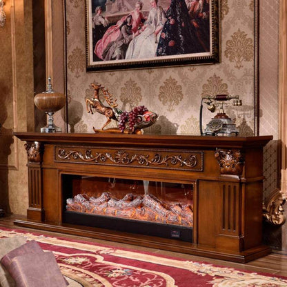 Vintage French Embossed Wooden TV Stand Rustic Fireplace Mantelpiece - Le Joyau Store - Luxury,Modern,White,Wooden - 1.2m Dark Decoration A
